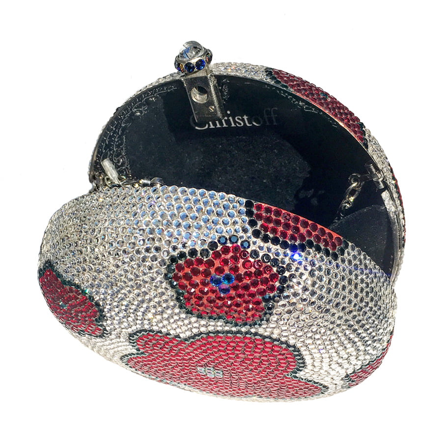 Swarovski Crystal Evening Clutch (Flower Power) — Multi, Silver | Handmade in Canada | W10 — one of a kind Swarovski crystal, handmade in Canada by W10 Colours