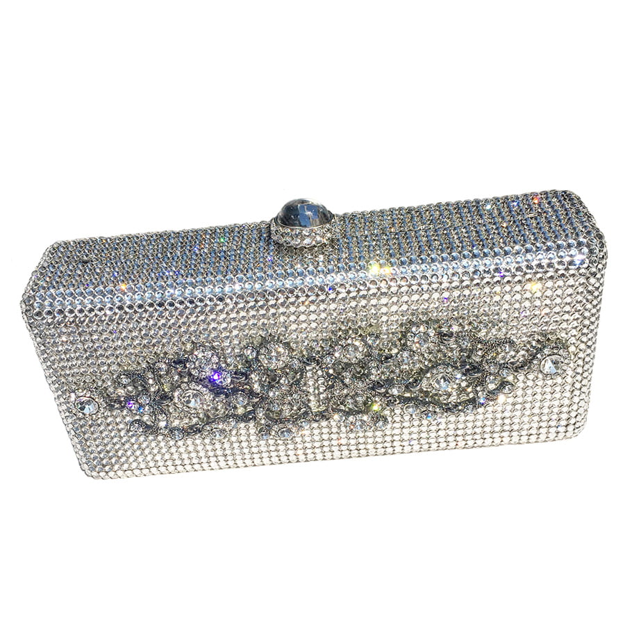 Swarovski Crystal Evening Clutch — Clear Crystal, Silver | Handmade in Canada | W10 — one of a kind Swarovski crystal, handmade in Canada by W10 Colours
