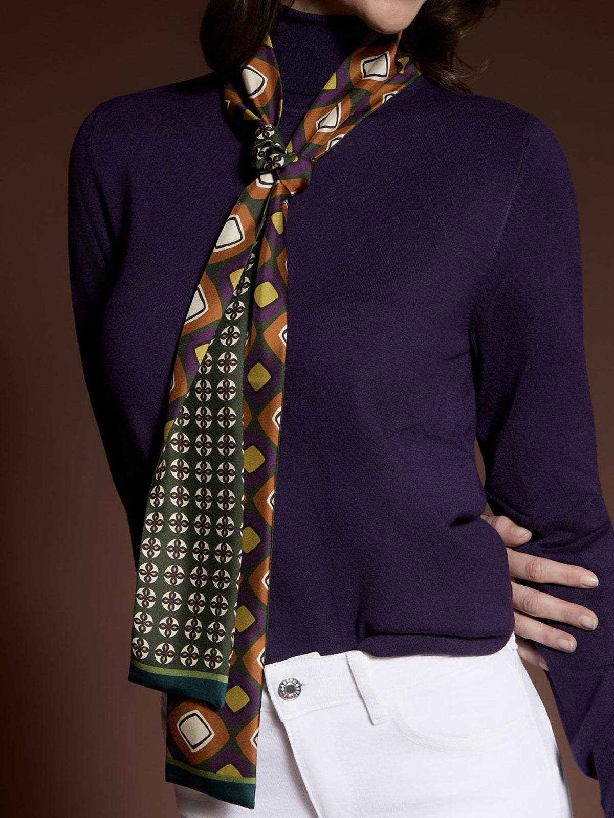 Barbieri Medallion Skinny Silk Scarf