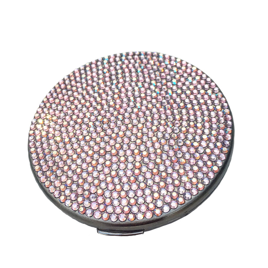 Swarovski Crystal Compact Mirror — Light Rose, Silver | Handmade in Canada | W10 — one of a kind Swarovski crystal, handmade in Canada by W10 Colours