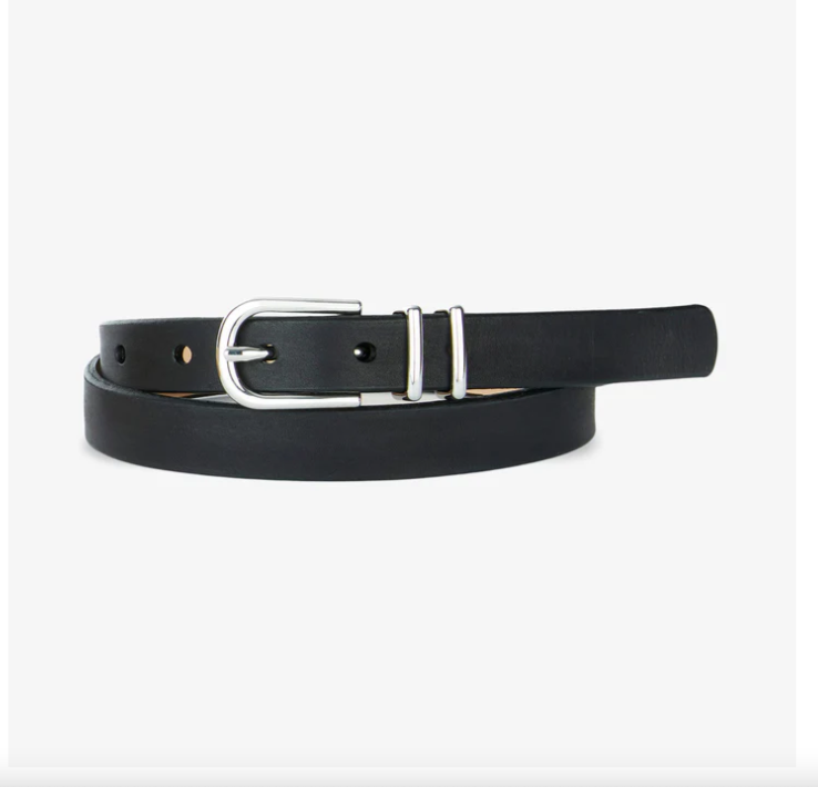 Brave Leather - Julane Belt - Winter Colour Analysis Palette - black italian leather belt - silver buckle. made in canada.