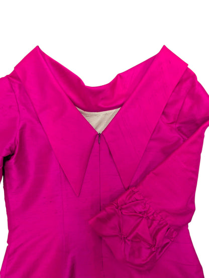 Tiye Boatneck Cocktail Dress in Dupioni Silk