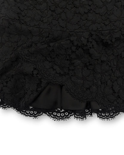 Soléne Fan Sleeve Midi Dress in Lace & Silk