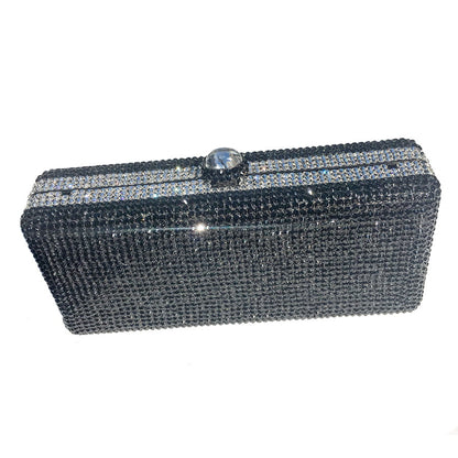Swarovski Crystal Evening Clutch — Jet, Silver | Handmade in Canada | W10 — one of a kind Swarovski crystal, handmade in Canada by W10 Colours