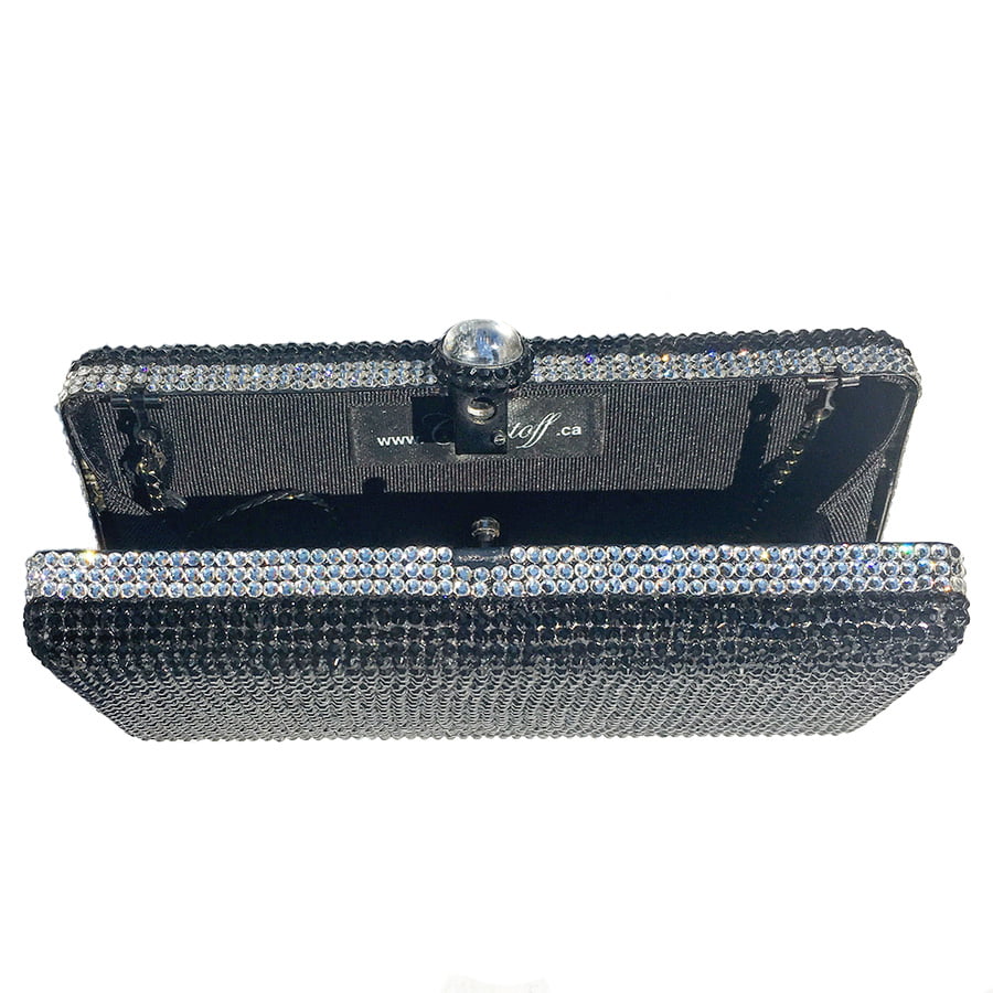 Swarovski Crystal Evening Clutch — Jet, Silver | Handmade in Canada | W10 — one of a kind Swarovski crystal, handmade in Canada by W10 Colours