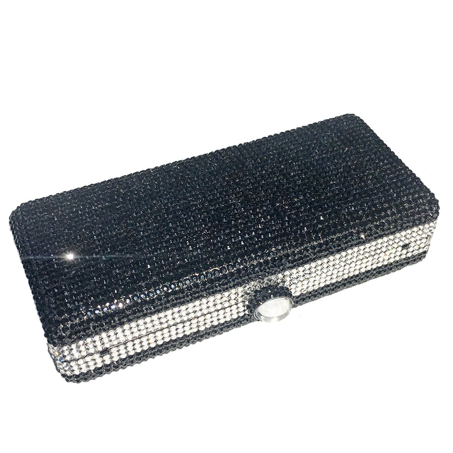Swarovski Crystal Evening Clutch — Jet, Silver | Handmade in Canada | W10 — one of a kind Swarovski crystal, handmade in Canada by W10 Colours