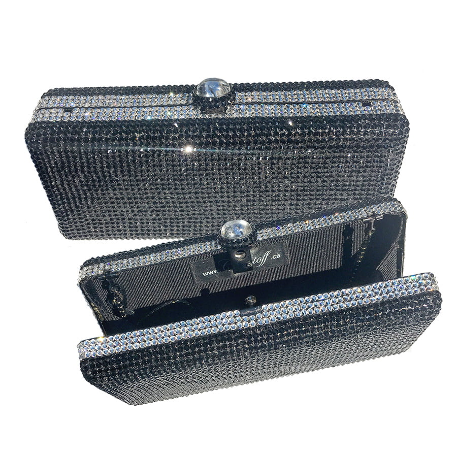 Swarovski Crystal Evening Clutch — Jet, Silver | Handmade in Canada | W10 — one of a kind Swarovski crystal, handmade in Canada by W10 Colours
