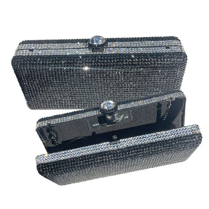 Swarovski Crystal Evening Clutch — Jet, Silver | Handmade in Canada | W10 — one of a kind Swarovski crystal, handmade in Canada by W10 Colours