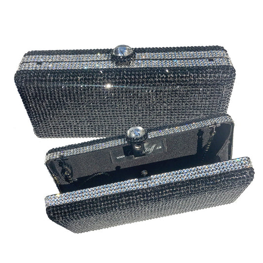 Swarovski Crystal Evening Clutch — Jet, Silver | Handmade in Canada | W10 — one of a kind Swarovski crystal, handmade in Canada by W10 Colours