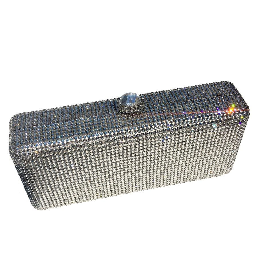 Swarovski Crystal Evening Clutch — Clear Crystal, Silver | Handmade in Canada | W10 — one of a kind Swarovski crystal, handmade in Canada by W10 Colours