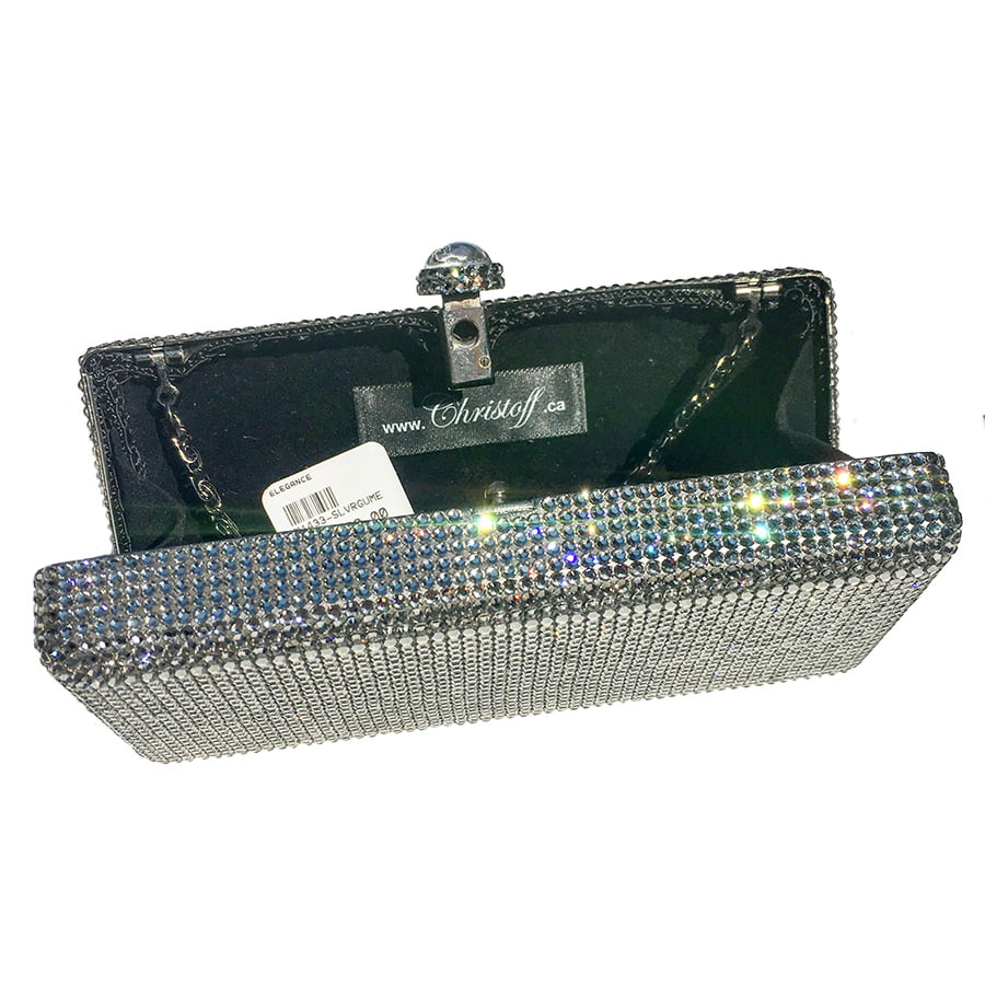 Swarovski Crystal Evening Clutch — Clear Crystal, Silver | Handmade in Canada | W10 — one of a kind Swarovski crystal, handmade in Canada by W10 Colours