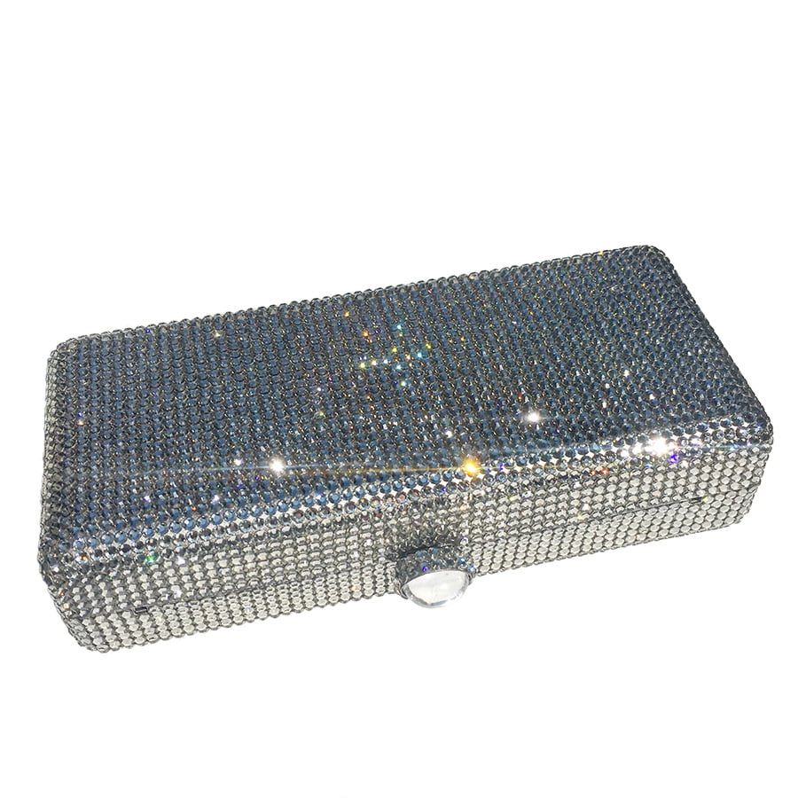 Swarovski Crystal Evening Clutch — Clear Crystal, Silver | Handmade in Canada | W10 — one of a kind Swarovski crystal, handmade in Canada by W10 Colours