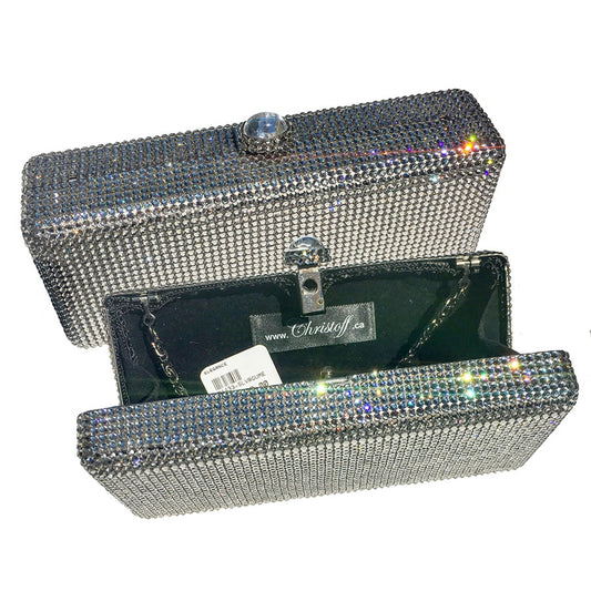 Swarovski Crystal Evening Clutch — Clear Crystal, Silver | Handmade in Canada | W10 — one of a kind Swarovski crystal, handmade in Canada by W10 Colours