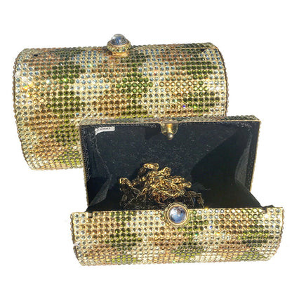 Swarovski Crystal Evening Clutch — Gold And Clear Crystal, Gold | Handmade in Canada | W10 — one of a kind Swarovski crystal, handmade in Canada by W10 Colours