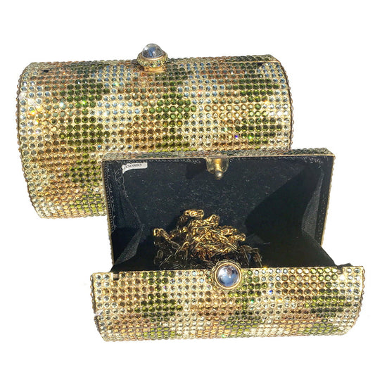 Swarovski Crystal Evening Clutch — Gold And Clear Crystal, Gold | Handmade in Canada | W10 — one of a kind Swarovski crystal, handmade in Canada by W10 Colours