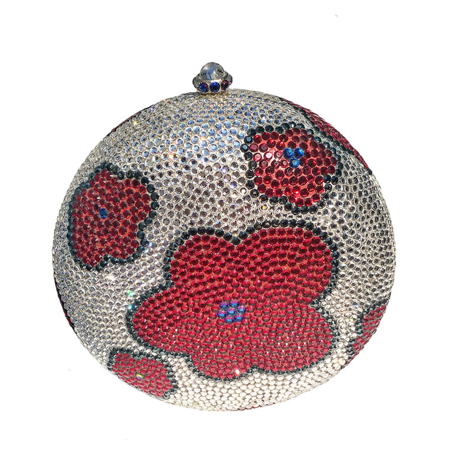 Swarovski Crystal Evening Clutch (Flower Power) — Multi, Silver | Handmade in Canada | W10 — one of a kind Swarovski crystal, handmade in Canada by W10 Colours