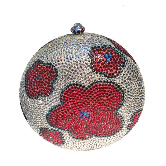 Swarovski Crystal Evening Clutch (Flower Power) — Multi, Silver | Handmade in Canada | W10 — one of a kind Swarovski crystal, handmade in Canada by W10 Colours