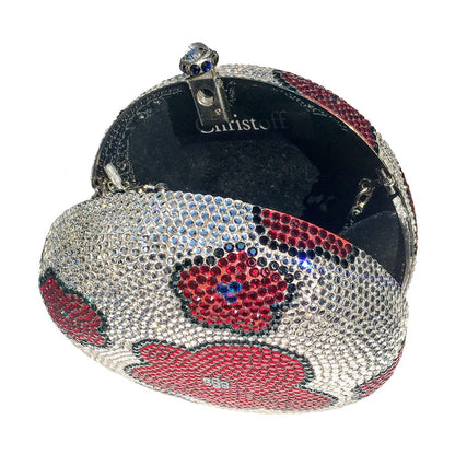 Swarovski Crystal Evening Clutch (Flower Power) — Multi, Silver | Handmade in Canada | W10 — one of a kind Swarovski crystal, handmade in Canada by W10 Colours