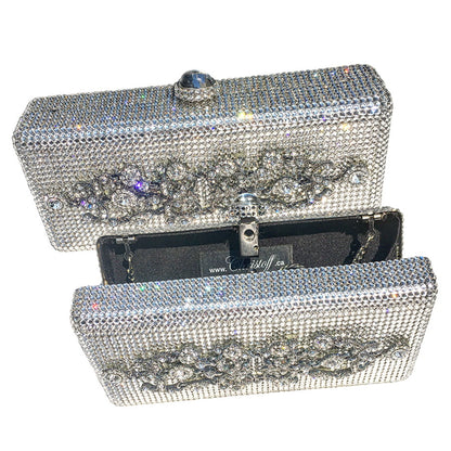 Swarovski Crystal Evening Clutch — Clear Crystal, Silver | Handmade in Canada | W10 — one of a kind Swarovski crystal, handmade in Canada by W10 Colours