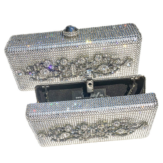Swarovski Crystal Evening Clutch — Clear Crystal, Silver | Handmade in Canada | W10 — one of a kind Swarovski crystal, handmade in Canada by W10 Colours