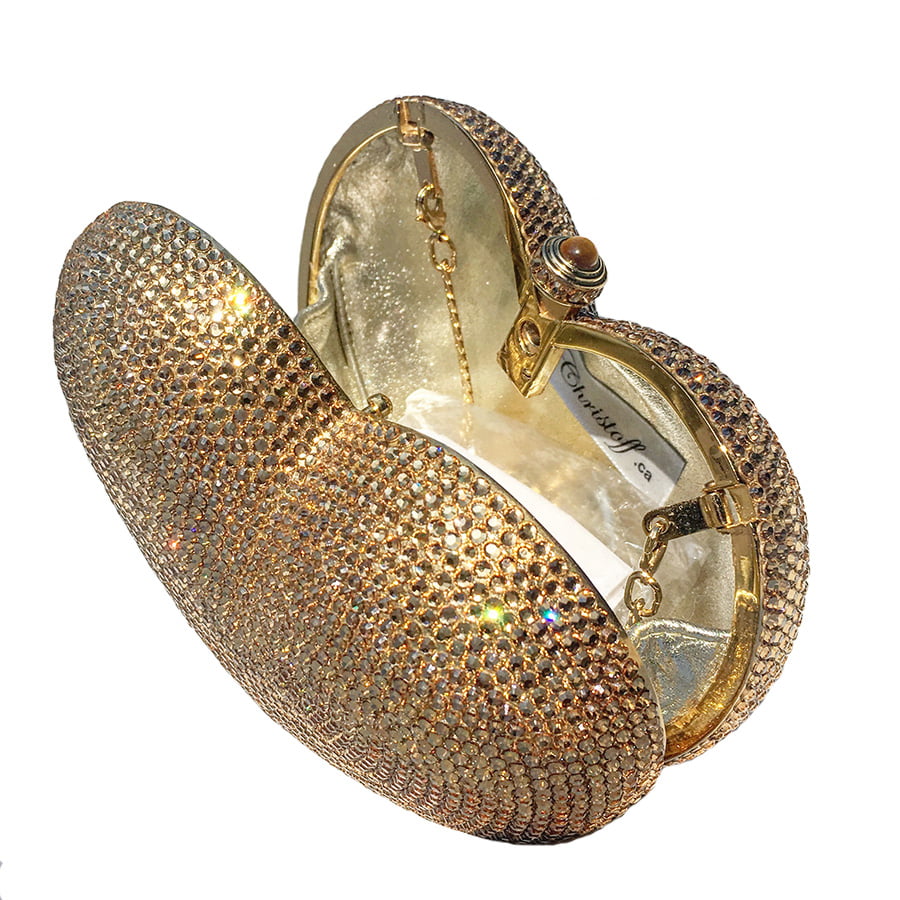 Swarovski Crystal Evening Clutch — Gold, Gold | Handmade in Canada | W10 — one of a kind Swarovski crystal, handmade in Canada by W10 Colours