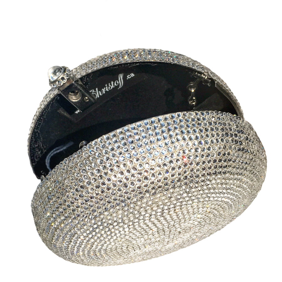 Swarovski Crystal Evening Clutch — Clear Crystal, Silver | Handmade in Canada | W10 — one of a kind Swarovski crystal, handmade in Canada by W10 Colours
