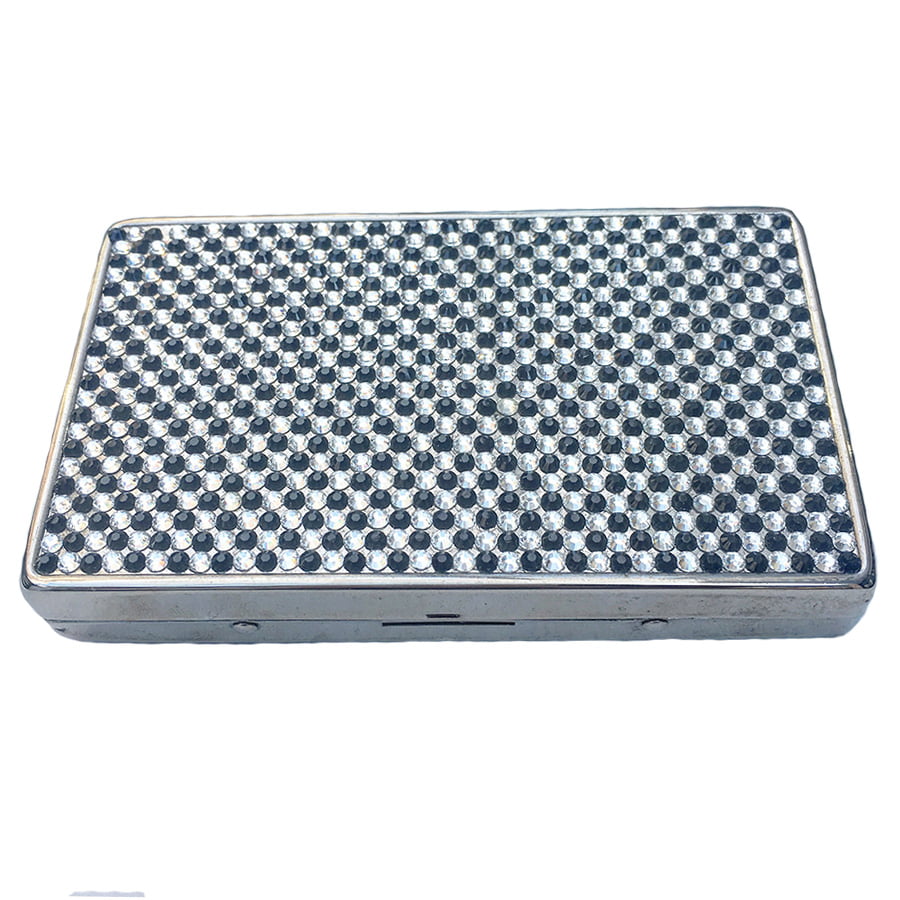 Swarovski Crystal Cigarette Case — Jet, Silver | Handmade in Canada | W10 — one of a kind Swarovski crystal, handmade in Canada by W10 Colours