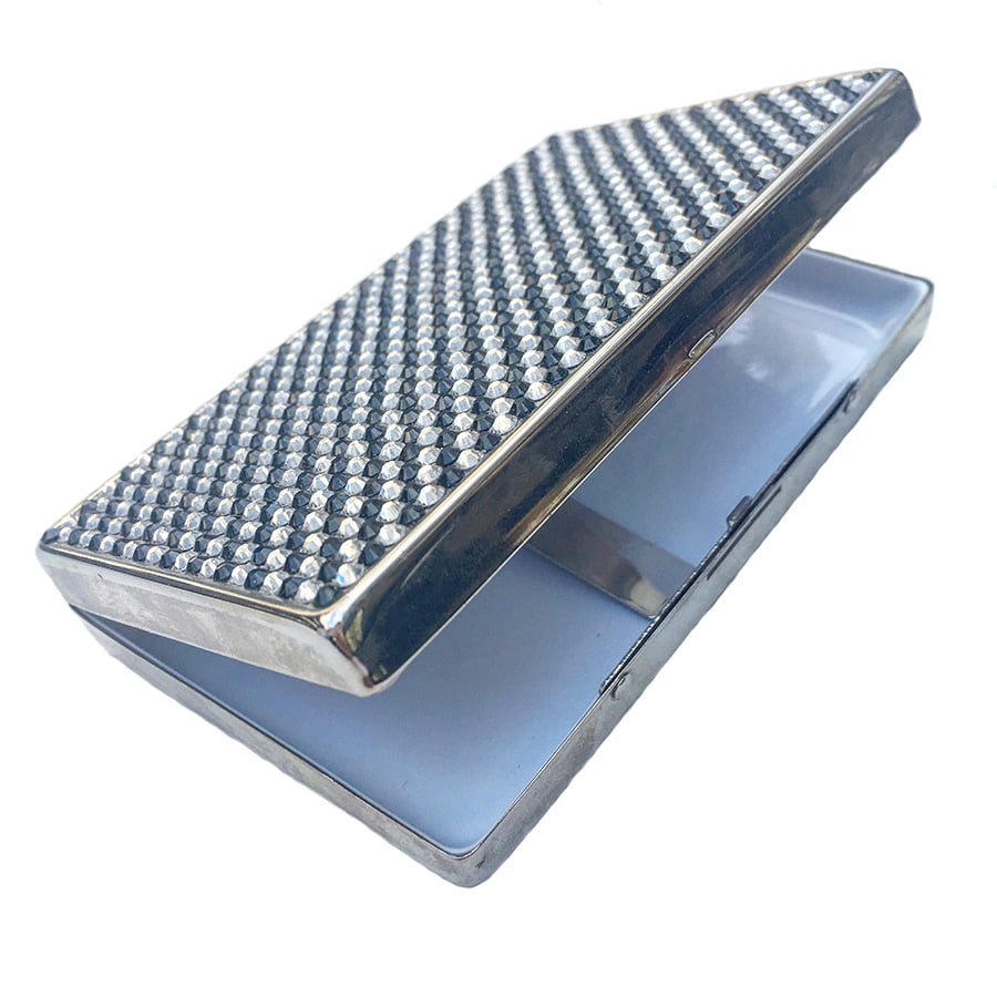 Swarovski Crystal Cigarette Case — Jet, Silver | Handmade in Canada | W10 — one of a kind Swarovski crystal, handmade in Canada by W10 Colours