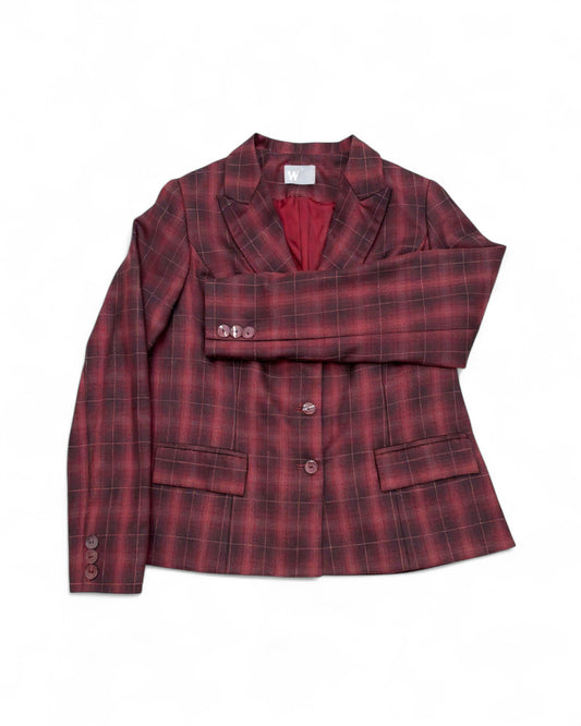 Sonder Wool Jacket in Maroon Check