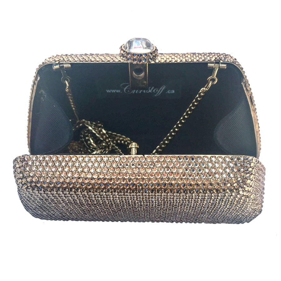 Swarovski Crystal Evening Clutch (Love Triangle) — Clear Crystal, Silver | Handmade in Canada | W10 — one of a kind Swarovski crystal, handmade in Canada by W10 Colours