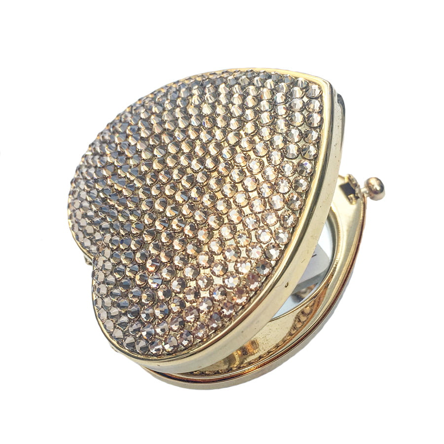 Swarovski Crystal Compact Mirror — Light Topaz, Gold | Handmade in Canada | W10 — one of a kind Swarovski crystal, handmade in Canada by W10 Colours