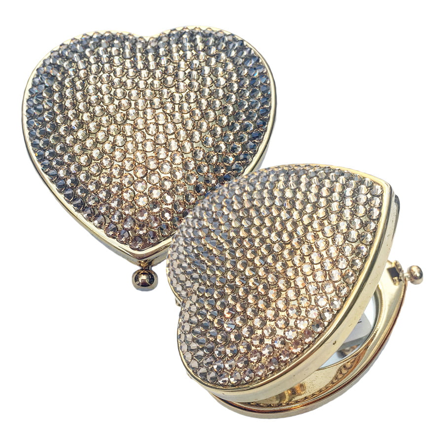 Swarovski Crystal Compact Mirror — Light Topaz, Gold | Handmade in Canada | W10 — one of a kind Swarovski crystal, handmade in Canada by W10 Colours