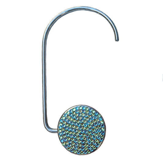 Swarovski Crystal Purse Hook — Aqua Peridot, Silver | Handmade in Canada | W10 — one of a kind Swarovski crystal, handmade in Canada by W10 Colours
