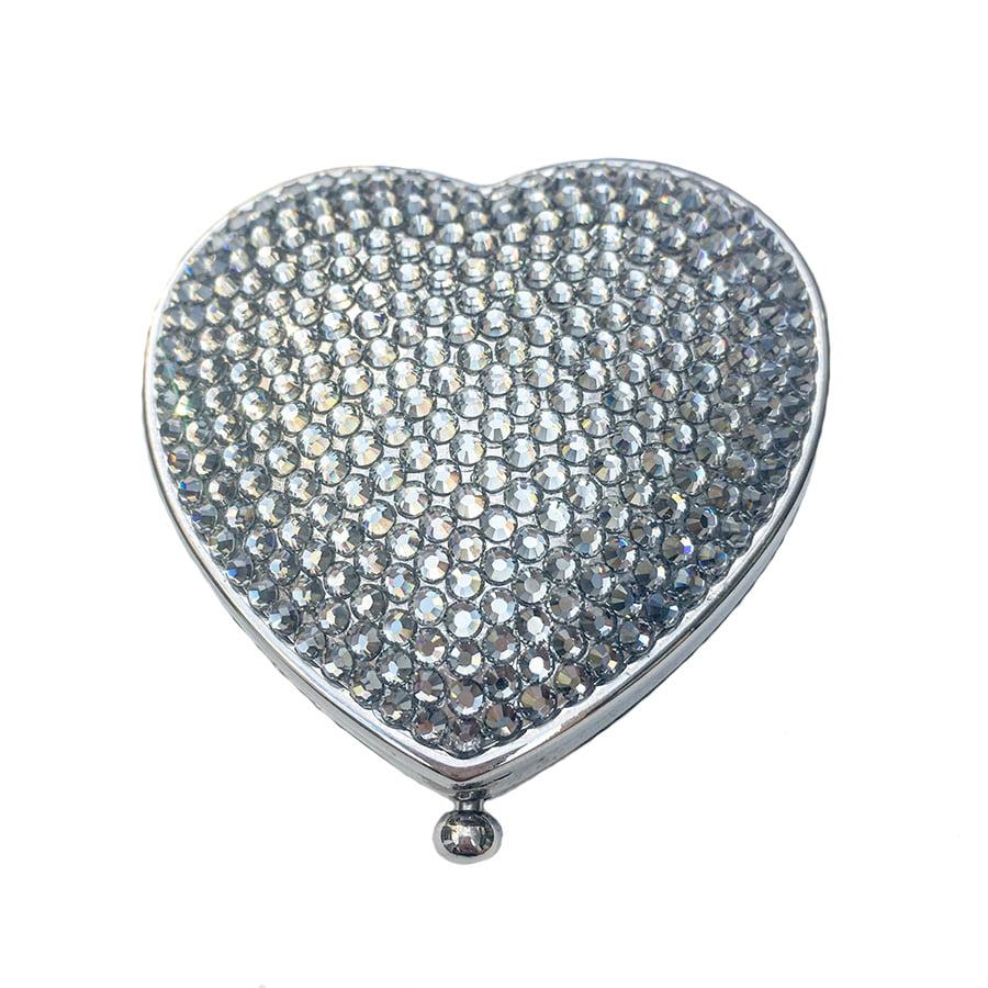 Swarovski Crystal Compact Mirror — Clear Crystal, Silver | Handmade in Canada | W10 — one of a kind Swarovski crystal, handmade in Canada by W10 Colours