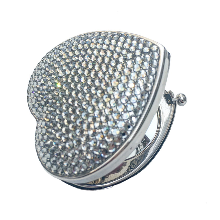 Swarovski Crystal Compact Mirror — Clear Crystal, Silver | Handmade in Canada | W10 — one of a kind Swarovski crystal, handmade in Canada by W10 Colours