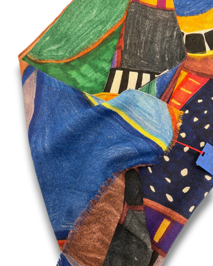 Barbieri Shapes and Prints Wool Twill Scarf