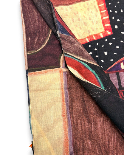 Barbieri Shapes and Prints Wool Twill Scarf