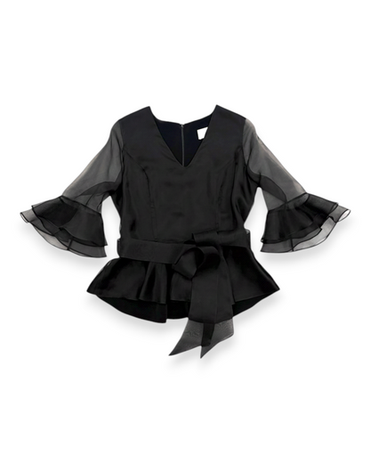 Tulip Peplum Blouse in Charmeuse Silk