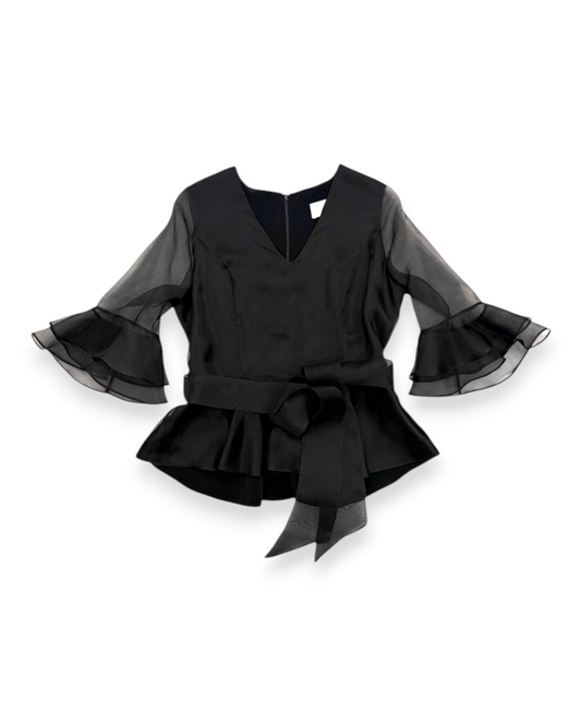 Tulip Peplum Blouse in Charmeuse Silk