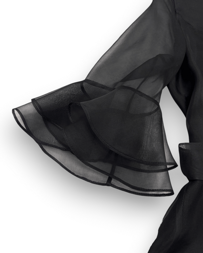 Tulip Peplum Blouse in Charmeuse Silk