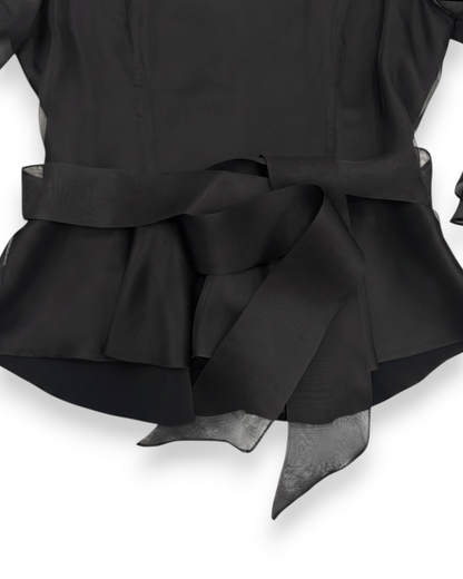 Tulip Peplum Blouse in Charmeuse Silk