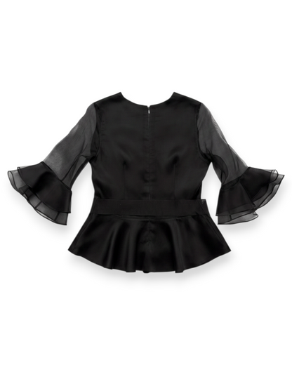 Tulip Peplum Blouse in Charmeuse Silk
