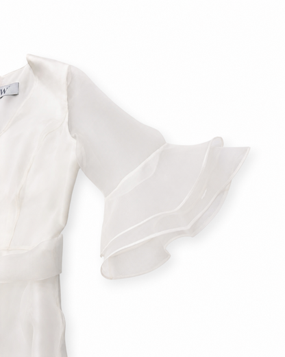 Tulip Peplum Blouse in Charmeuse Silk