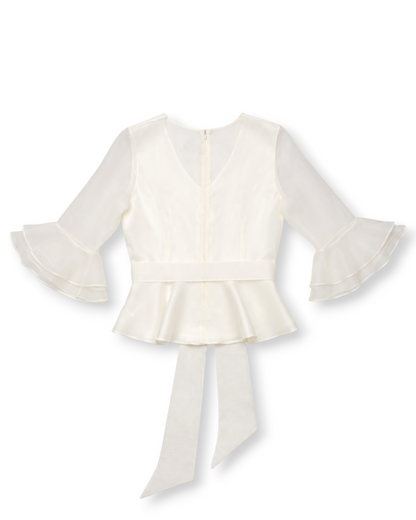 Tulip Peplum Blouse in Charmeuse Silk