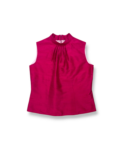 Safia Mock Neck Top in Dupioni Silk