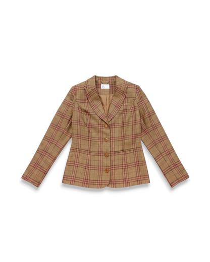 Vera Wool Jacket in Sand Plaid