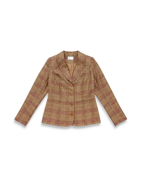Vera Wool Jacket in Sand Plaid