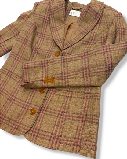 Vera Wool Jacket in Sand Plaid