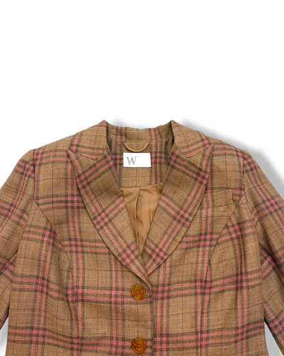 Vera Wool Jacket in Sand Plaid