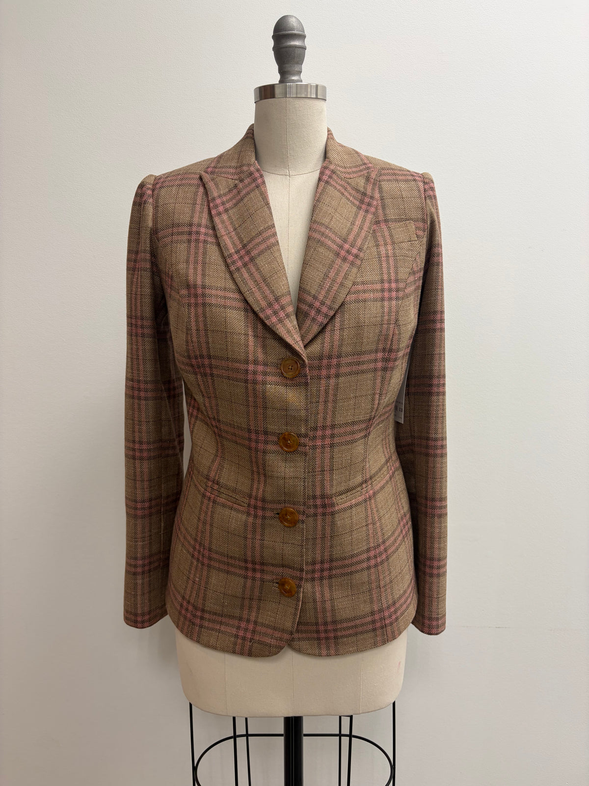 Vera Wool Jacket in Sand Plaid
